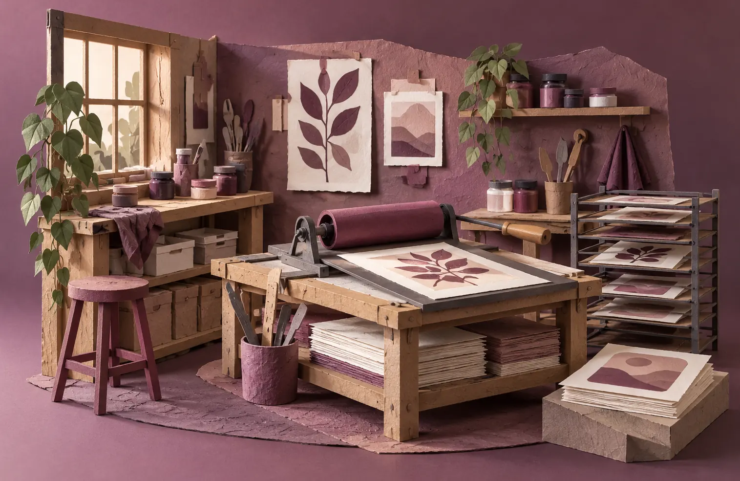 Illustration of print businesses and their working space